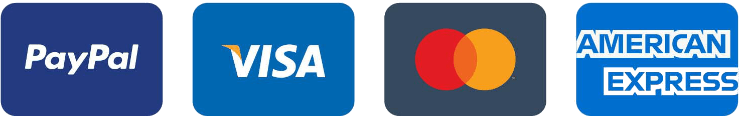 Accepted payment methods: PayPal, Visa, Mastercard, American Express